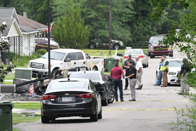 Rescue workers are investigating the location of a plane crash in Hattiesburg, Miss., On Wednesday May 5, 2021, which killed four people on Tuesday May 4, 2021.