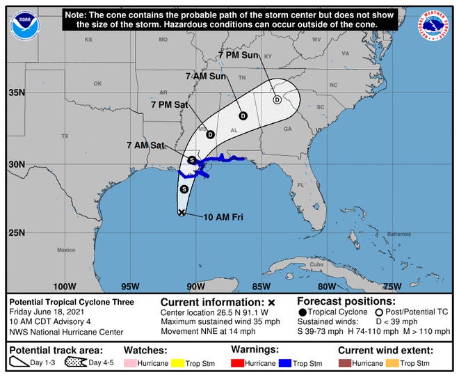 Potential Tropical Cyclone 3 at 11 a.m. June 18, 2021.
