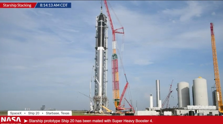 SpaceX stacks the full Starship launch system for the first time, standing nearly 400 feet tall – TechCrunch